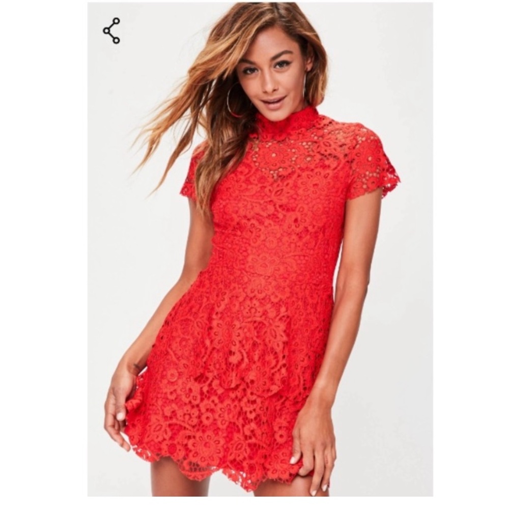 Misguided Red Lace Dress